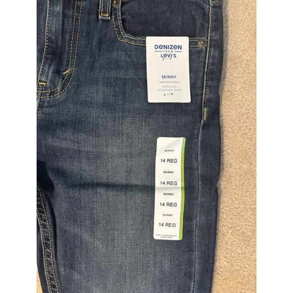 NWT Girls Levi’s Skinny Jeans Dark Wash Adjustable Waist 14 Regular - Picture 2 of 6